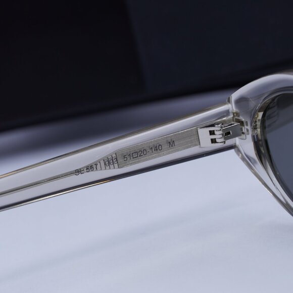 Saint Laurent SL567 003 Oval Sunglasses - Transparent Beige/Grey - Picture 7 of 9